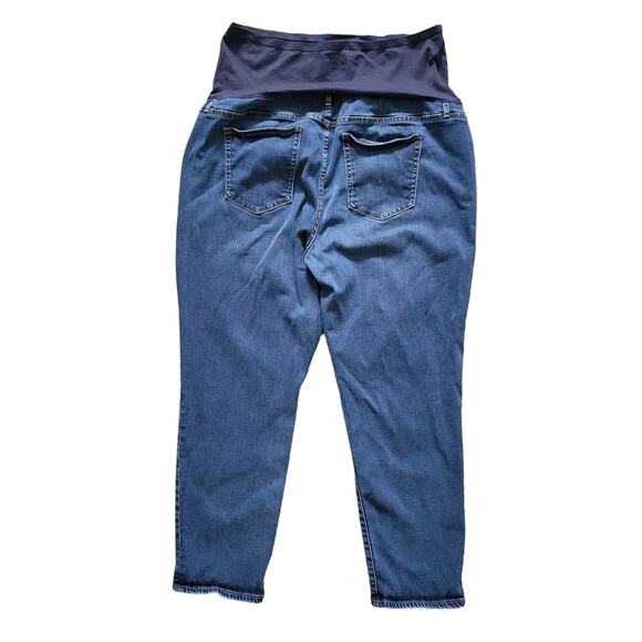 GAP Maternity Best Girlfriend Soft Wear Full Panel Dark Wash Crop Jeans Sz 34R - Picture 4 of 8